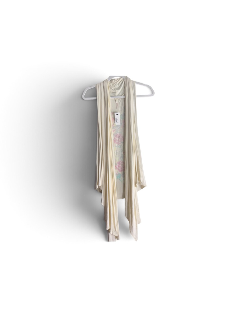 Women's Cream Draped Open-Front Tunic